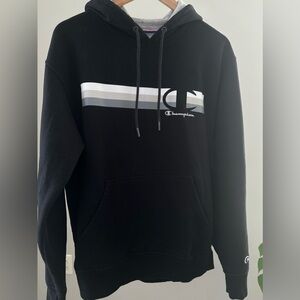 Champion Men's Powerblend Fleece Striped Hoodie Medium
